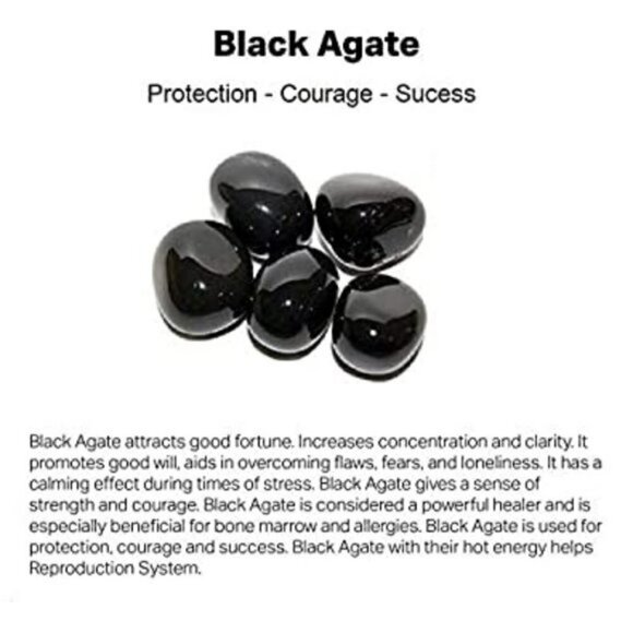 Massive Black Agate Stretch Bracelet - Fits 7-7.5" Wrist 4 Protection + Strength - Picture 7 of 9